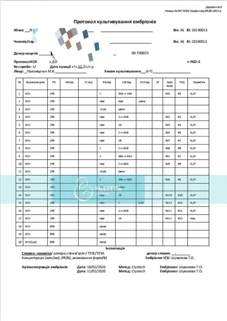 46岁M先生做乌克兰捐卵试管的胚胎报告